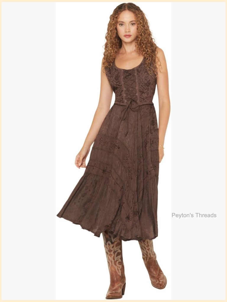 Sleeveless Full Length Lace-Up Front Dress With Asymmetrical Hem